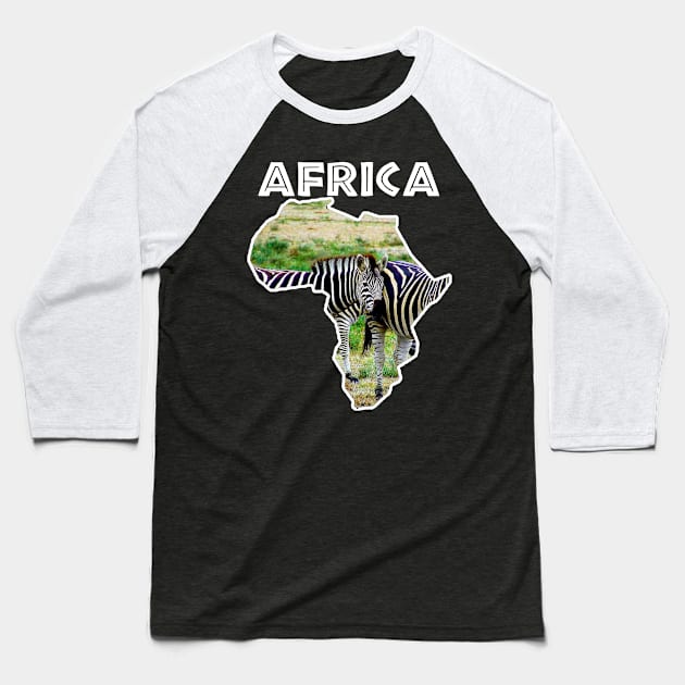 African Wildlife Continent Zebra Stripes Baseball T-Shirt by PathblazerStudios